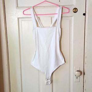 White One Piece Body Suit Square Chest
